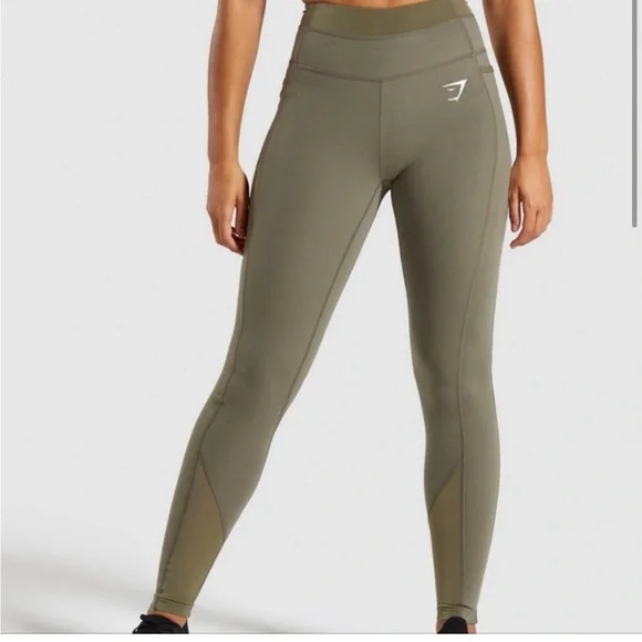 GYMSHARK Army Green Leggings - Picture 1 of 10